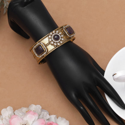Deep Purple Color American Diamond Bracelet For Royal Statement Look