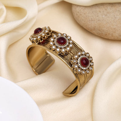 Designer Maroon Color American Diamond Bracelet For Ethnic Outfit Match