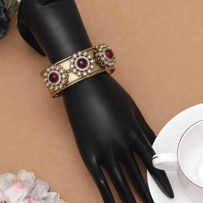 Designer Maroon Color American Diamond Bracelet For Ethnic Outfit Match