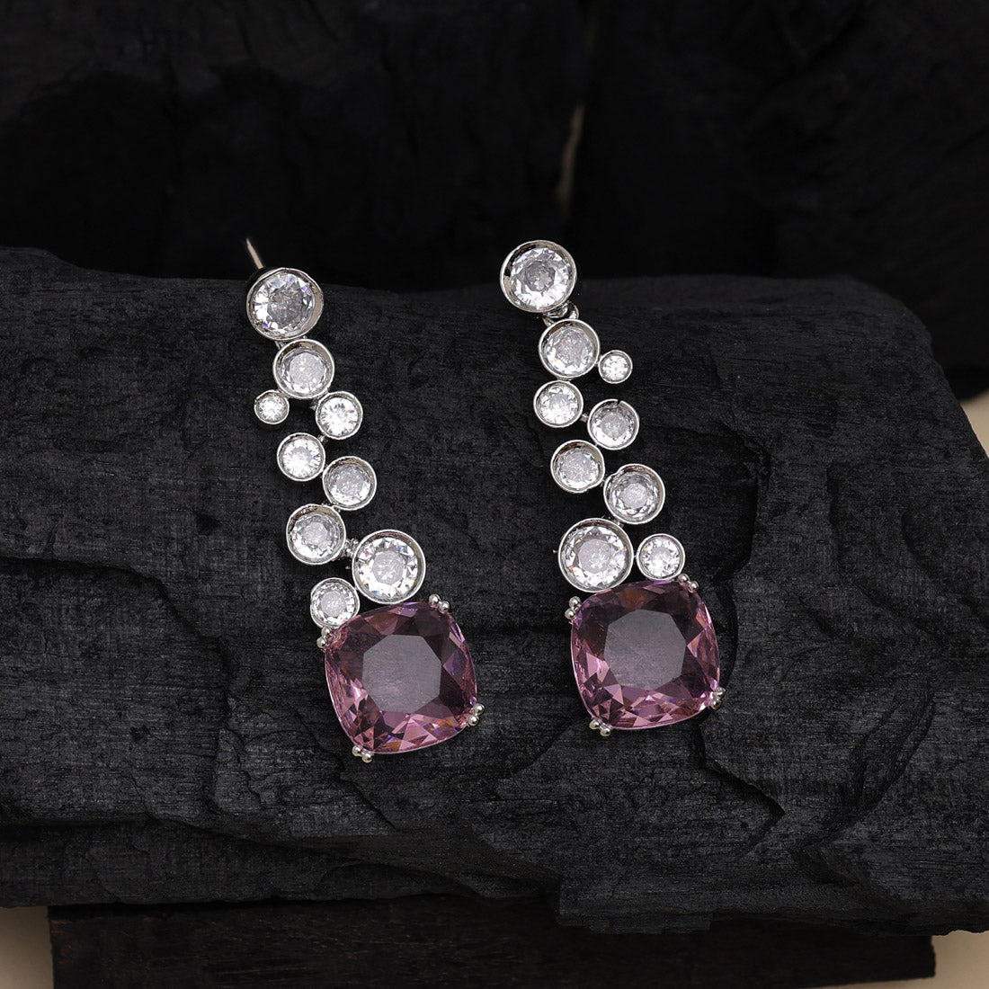 Pink Color American Diamond Earrings (ADE531PNK)