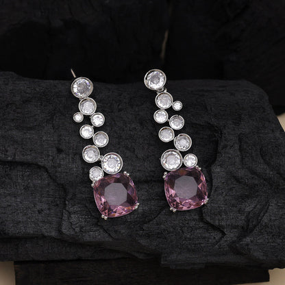Pink Color American Diamond Earrings (ADE531PNK)