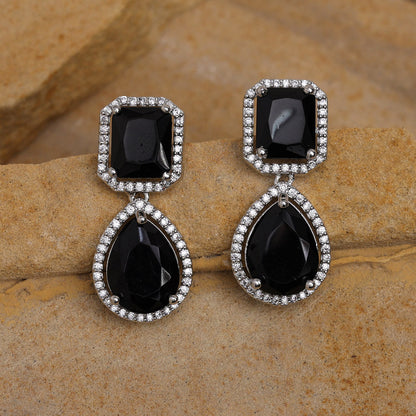 Black Color American Diamond Earrings (ADE532BLK)