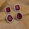 Maroon Color American Diamond Earrings (ADE532MRN)