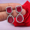 Maroon Color American Diamond Earrings (ADE532MRN)