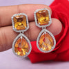 Mustard Yellow Color American Diamond Earrings (ADE532MYLW)