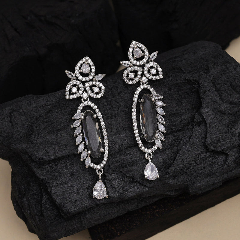 Silver Color American Diamond Earrings (ADE535SLV)