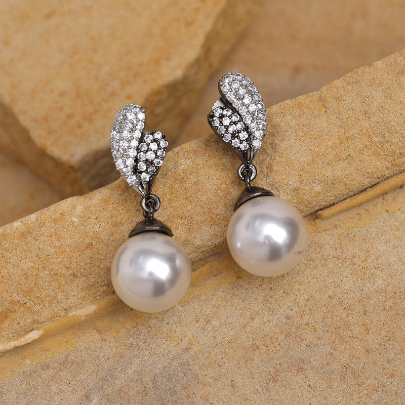 White Color American Diamond Earrings (ADE546WHT)