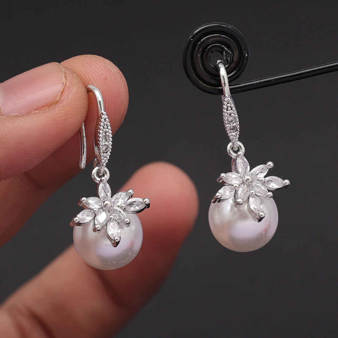 Silver Color American Diamond Earrings (ADE550SLV)