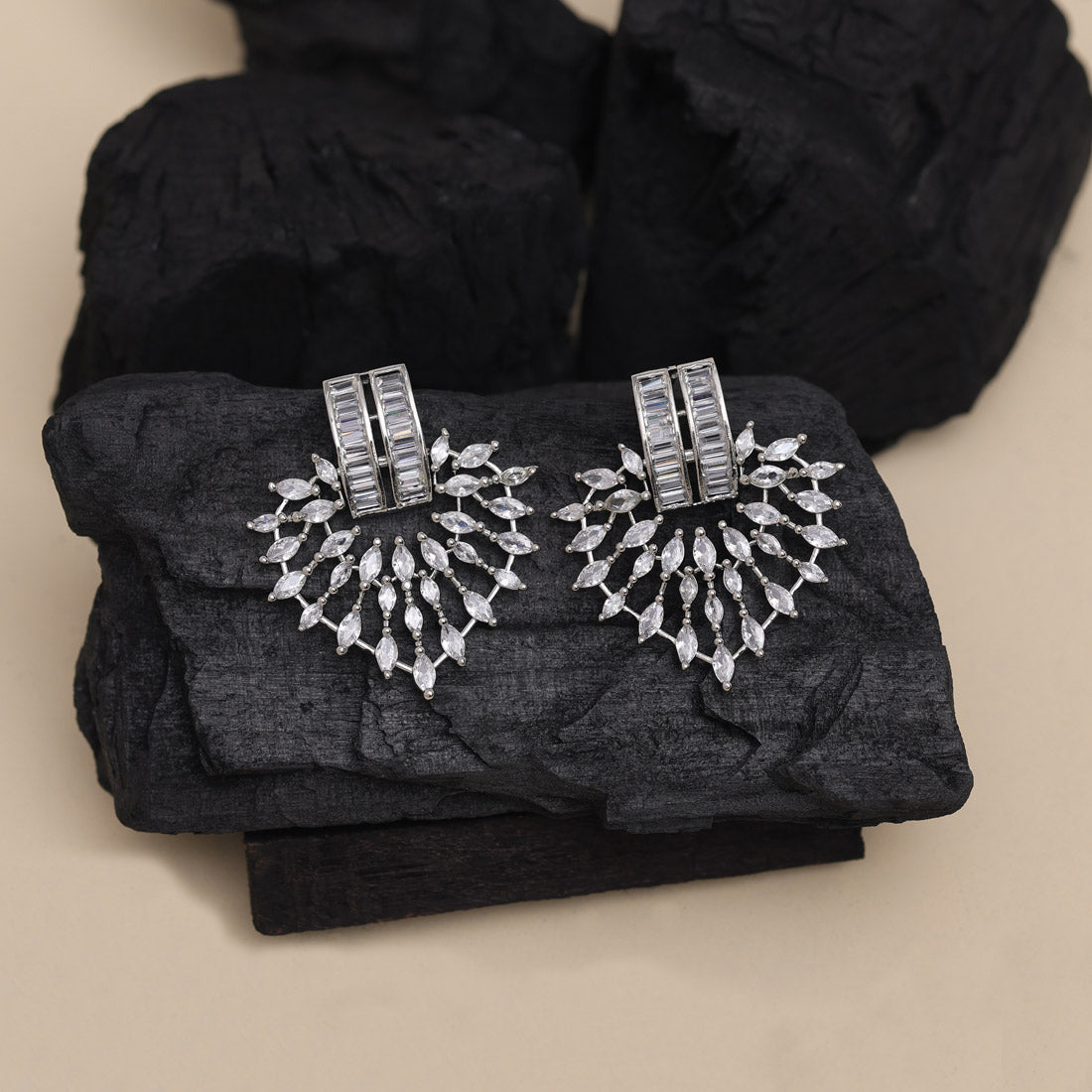 Silver Color American Diamond Earrings (ADE551SLV)