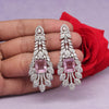 Pink Color American Diamond Earrings (ADE556PNK)