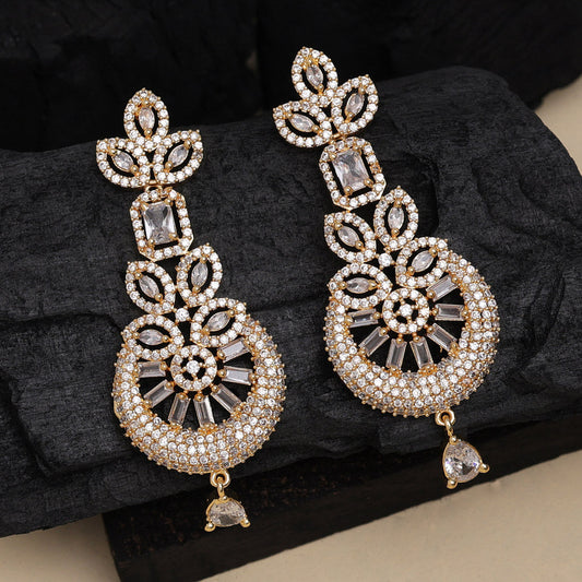White Color American Diamond Earrings (ADE557WHT)