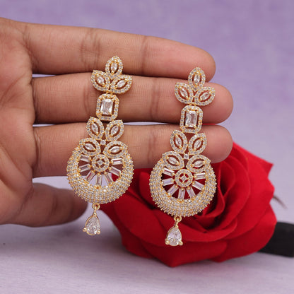 White Color American Diamond Earrings (ADE557WHT)