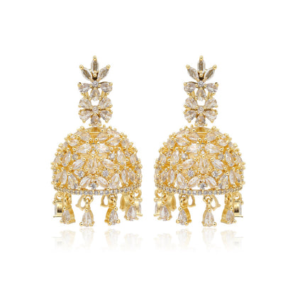 Gold Color American Diamond Earrings (ADE562GLD)