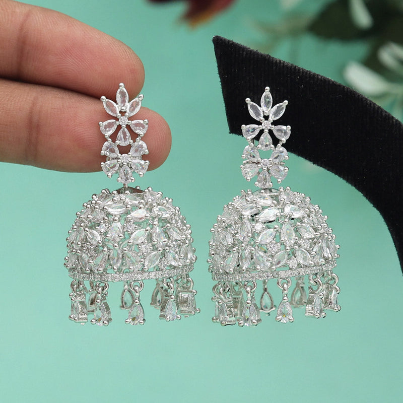 Silver Color American Diamond Earrings (ADE562SLV)