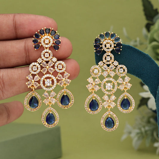 Blue Color American Diamond Earrings (ADE564BLU)