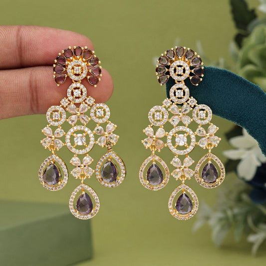 Light Purple Color American Diamond Earrings (ADE564LPRP)