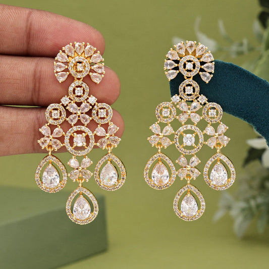 White Color American Diamond Earrings (ADE564WHT)