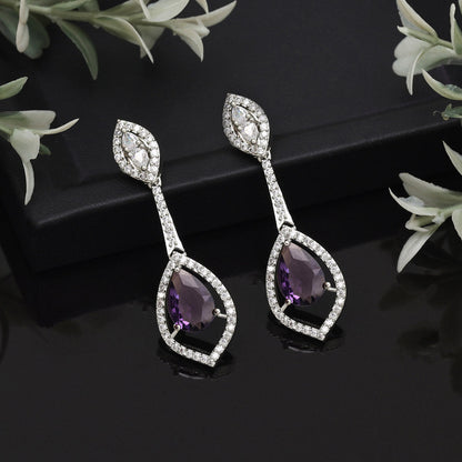 Light Purple Color American Diamond Earrings (ADE567LPRP)