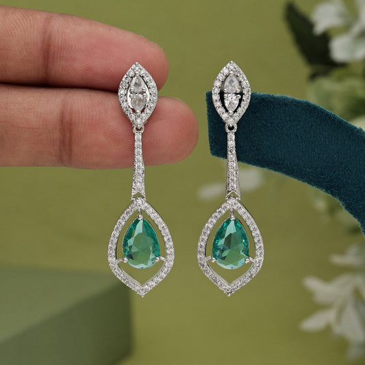Rama Green Color American Diamond Earrings (ADE567RGRN)