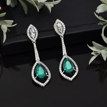 Rama Green Color American Diamond Earrings (ADE567RGRN)