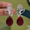 Maroon Color American Diamond Earrings (ADE569MRN)