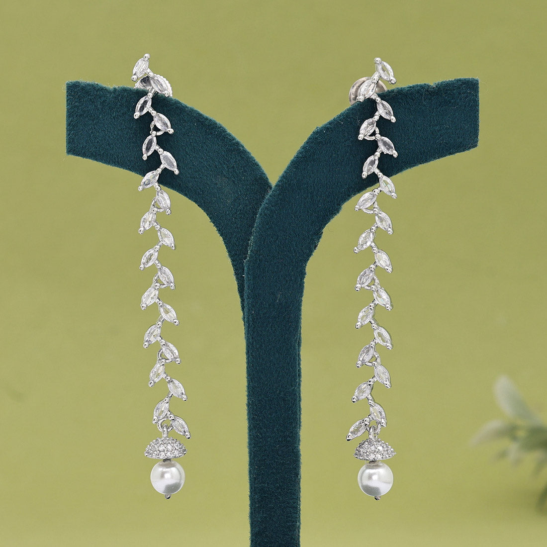 Silver Color American Diamond Earrings (ADE571SLV)
