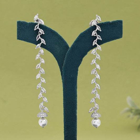 Silver Color American Diamond Earrings (ADE571SLV)