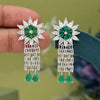 Green Color American Diamond Earrings (ADE575GRN)