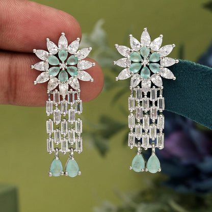 Pista Green Color American Diamond Earrings (ADE575PGRN)