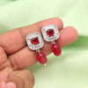 Maroon Color American Diamond Earrings (ADE583MRN)