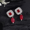 Maroon Color American Diamond Earrings (ADE583MRN)