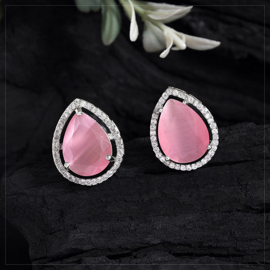 Pink Color American Diamond Earrings (ADE584PNK)