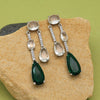 Green & White Color American Diamond Earrings (ADE587GRNWHT)