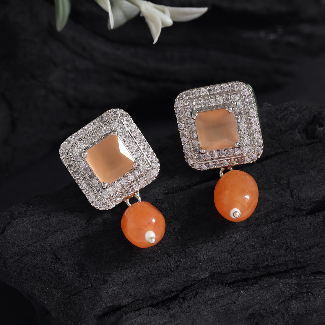 Brown Color American Diamond Earrings (ADE588BRW)
