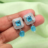 Firozi Color American Diamond Earrings (ADE588FRZ)