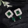 Green Color American Diamond Earrings (ADE588GRN)