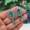 Rama Green Color American Diamond Earrings (ADE596RGRN)