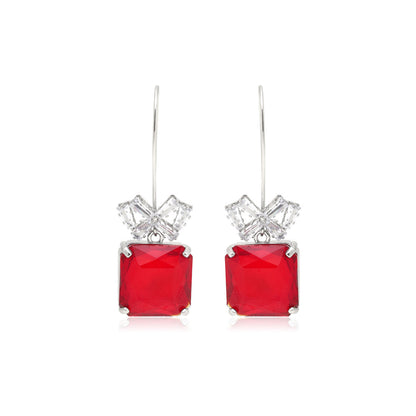 Red Color American Diamond Earrings (ADE597RED)