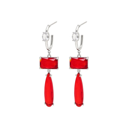 Red Color American Diamond Earrings (ADE599RED)