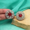 Maroon Color American Diamond Earrings (ADE601MRN)