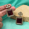 Maroon Color American Diamond Earrings (ADE602MRN)