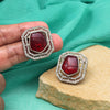 Maroon Color American Diamond Earrings (ADE603MRN)