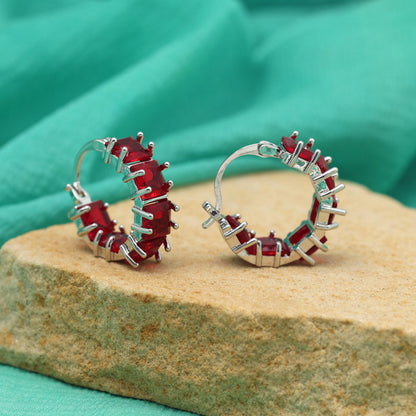 Maroon Color American Diamond Earrings (ADE604MRN)