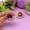 Maroon Color American Diamond Earrings