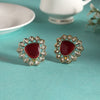 Maroon Color American Diamond Earrings