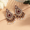 Maroon Color American Diamond Earrings (ADE621MRN)