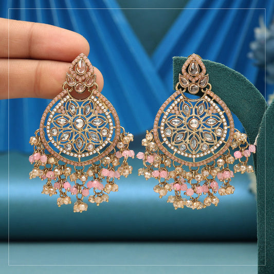 Baby Pink Color American Diamond Earrings (ADE623BPNK)