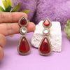 Maroon Color American Diamond Earrings