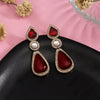 Maroon Color American Diamond Earrings