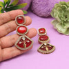 Maroon Color American Diamond Earrings